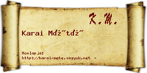 Karai Máté névjegykártya