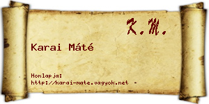 Karai Máté névjegykártya